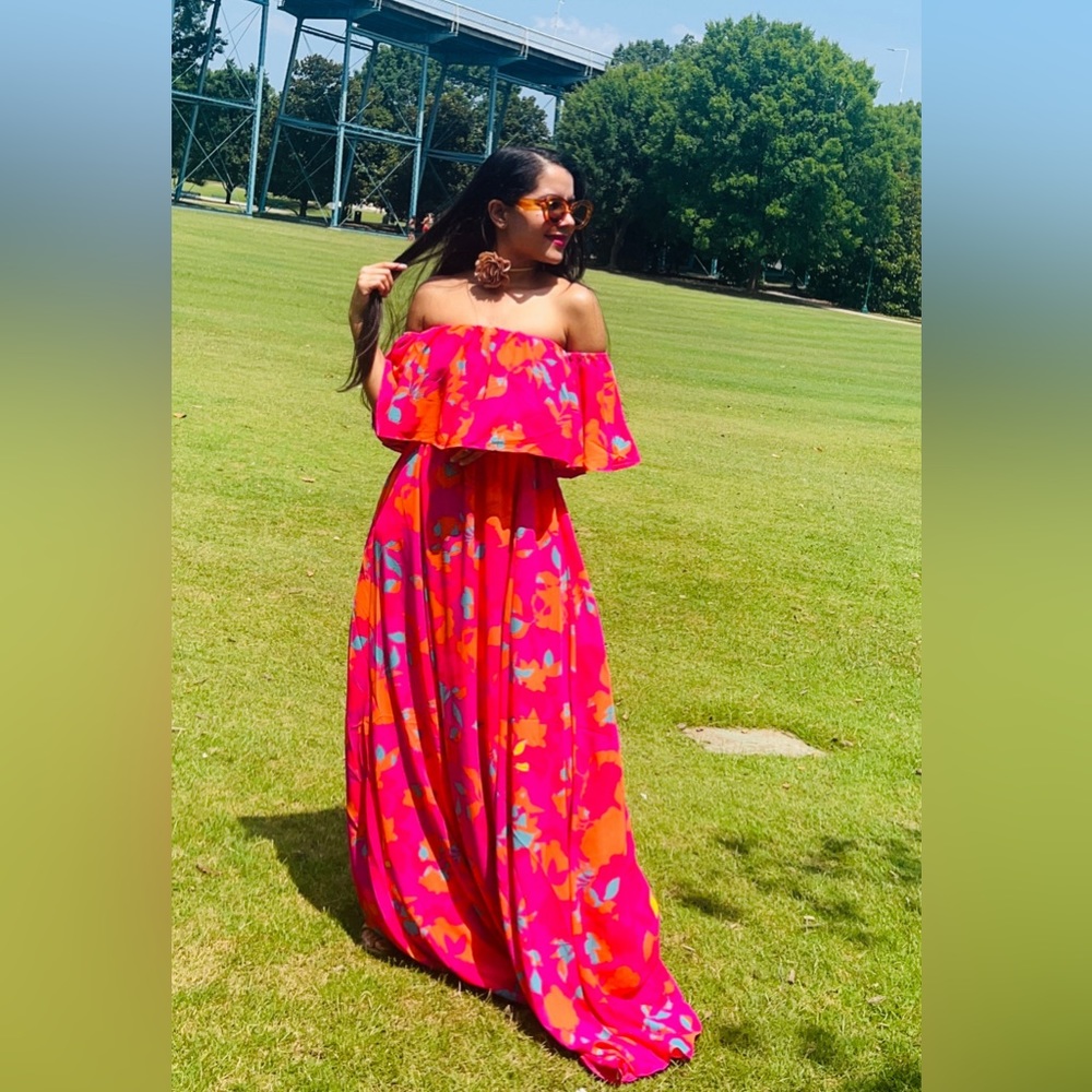 Flower off shoulder dress from boutique